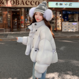 25冬新针织拼接撞色立领短款泡芙羽绒服170-6808-P315-K468，女装羽绒服，浙宝170