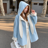 2冬新斗篷甜美兔耳朵双面呢大衣中长款外套170-2583-P305-K448，女装毛呢外套，浙宝170