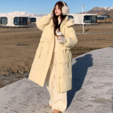 25冬新设计感奶黄色连帽长款羽绒棉棉衣外套170-2588-P230-K338，女装棉衣/棉服，浙宝170