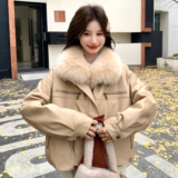 25冬新环保兔毛领90绒短款派克服170-6816-P320-K468，女装派克服，浙宝170