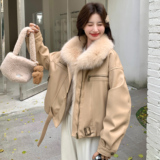 25冬新环保兔毛领90绒短款派克服170-6816-P320-K468，女装派克服，浙宝170