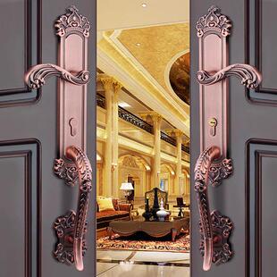 欧式 大门锁古铜锌合金85型别墅对开子母门复古实木大门双开执手锁