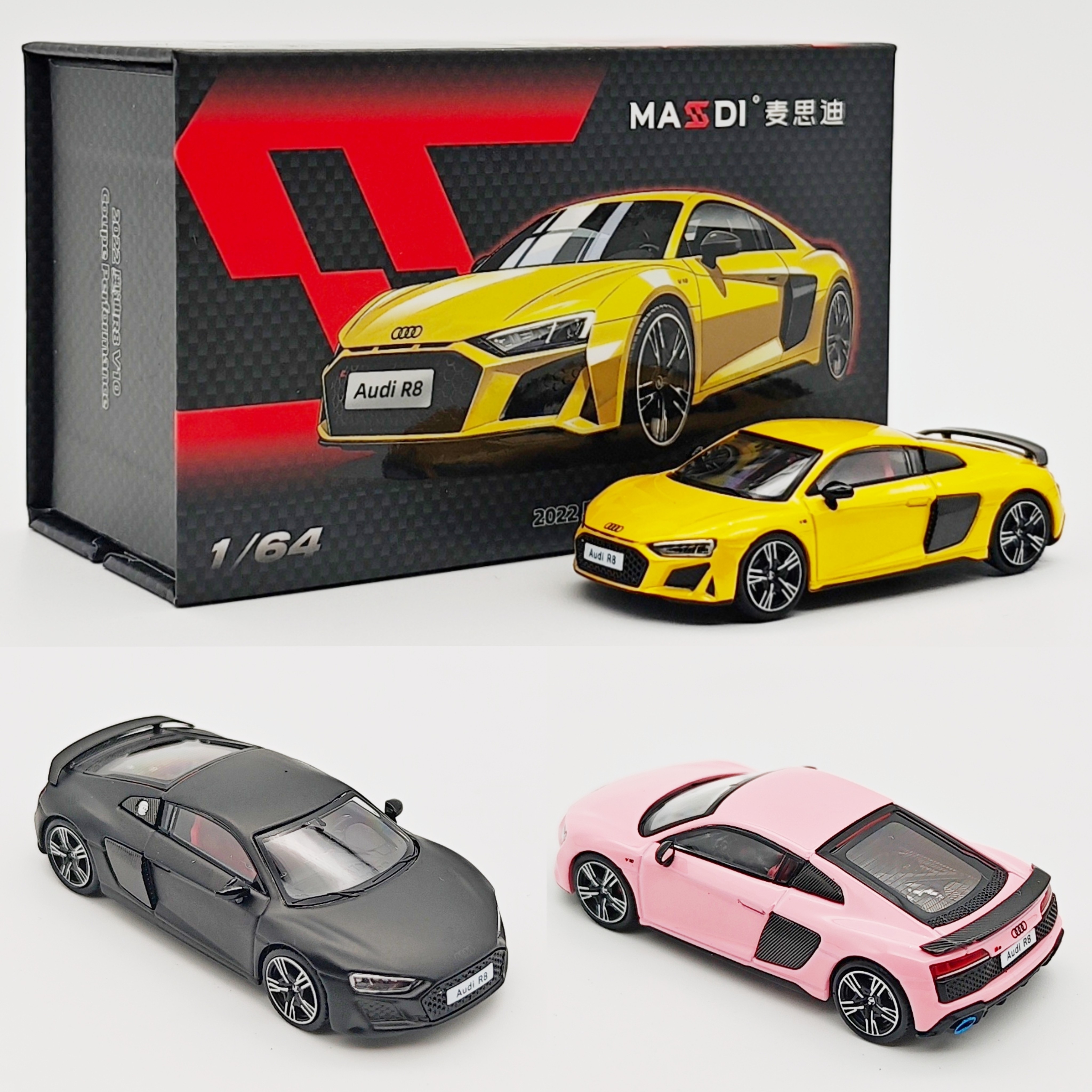 麦思迪1/64 Audi奥迪R8 V10跑车合金车模型收藏仿真摆件