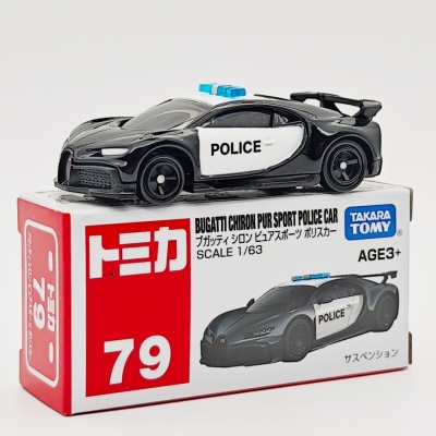 TOMY多美卡合金车79号布加迪威龙PUR警车模型玩具车男孩收藏摆件
