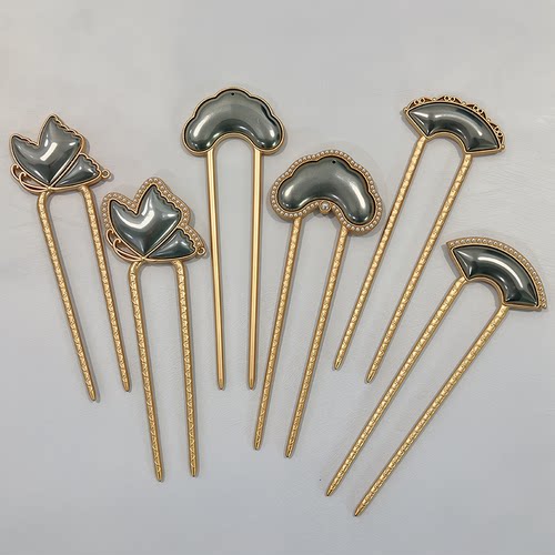 非遗宋锦双面珍珠发钗空托