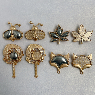 合金胸针DIY材料配件底胚宋锦贴皮枫叶胸花空托蜜蜂手工饰品配饰