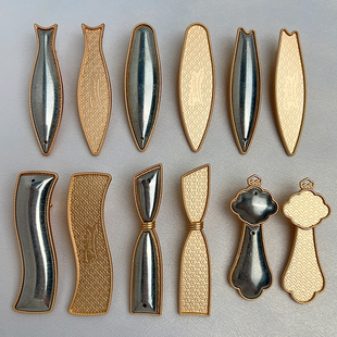 手工diy发夹空托宋锦贴布汉服发卡配饰底胎中式平夹凹槽点翠手作