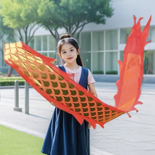 舞龙彩带健身龙旗儿童手甩龙学校健身学生表演做操舞龙耍龙彩绸