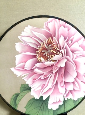 国画工笔画团扇牡丹纯手绘仅此一副团扇