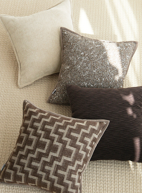 中古美拉德色系客厅沙发抱枕咖色系靠枕诧寂民宿靠枕定制枕套