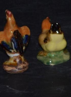 陶瓷小公鸡母鸡摆件夫妻结婚摆设