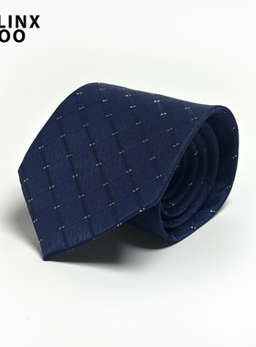 KYLINXCHOO丨新25秋十字银花格宝蓝色暗纹领带刺绣商务通勤时尚