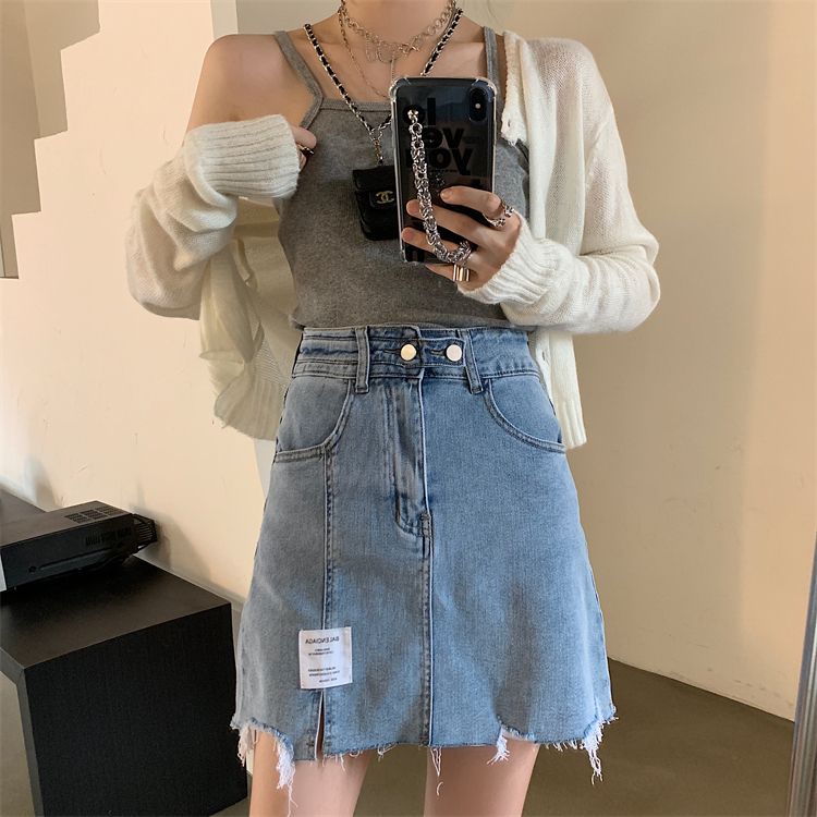 Real shot real price ~ cool SA hot girl! Slim air bag hip high waist denim skirt skirt skirt
