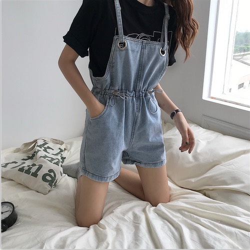 Price control 47 yuan ~The new inssen women's slim and loose Jean strap shorts have been inspected