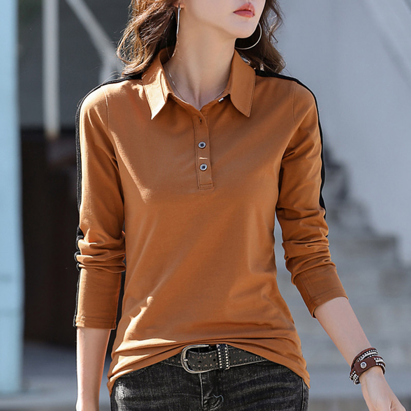 2026春秋新款翻领长袖t恤女韩版修身显瘦内搭洋气polo打底衫上衣