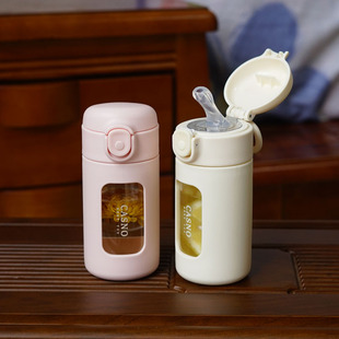 旅行迷你新款吸管玻璃杯水杯女生高颜值防摔耐高温小巧便携杯子