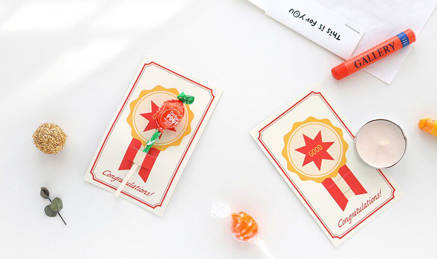 100枚 奖牌图案棒棒糖装饰纸卡 开学季幼儿园奖励 儿童节礼物