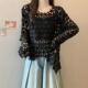 高级感洋派镂空独花朵蕾丝衫 0202e 胖宽松遮肚子罩衫 女春季 大码