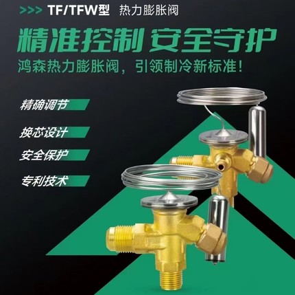 鸿森热力膨胀阀 制冷冷冻冷库R22/R134/R404/R410内外平衡节流阀