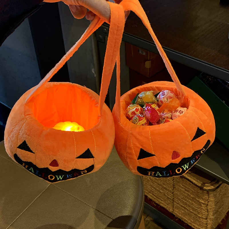 万圣节手提篮子南瓜包装饰讨糖桶道具小礼物儿童南瓜灯糖果袋玩具