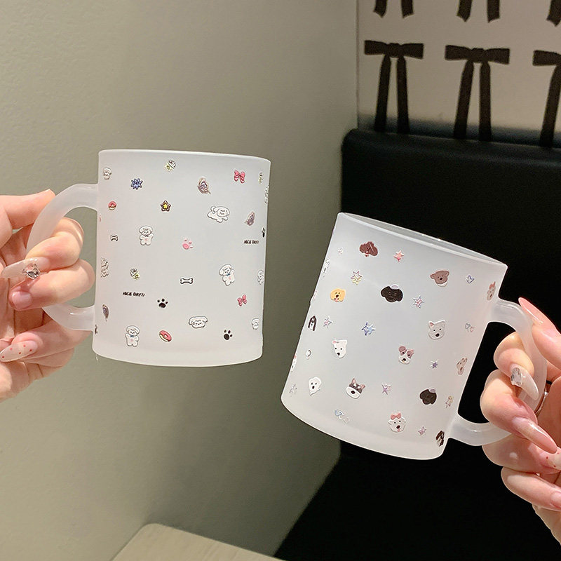 可爱DIY浮雕立体日系玻璃杯杯卡通高颜值ins风牛奶咖啡杯子送礼物