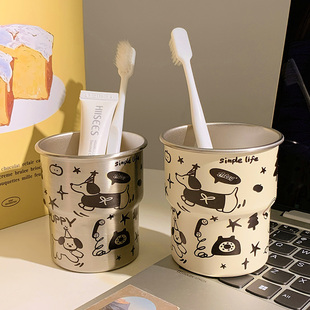 可爱卡通304不锈钢ins情侣漱口杯儿童学生简约高颜值洗漱杯牙刷杯