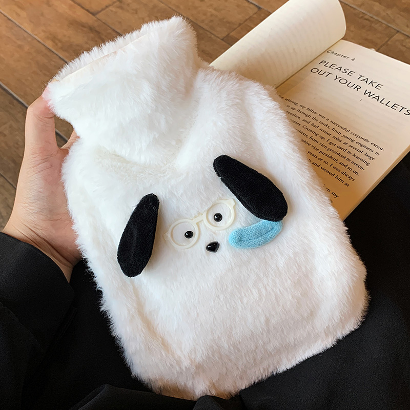 卡通可爱鼻涕狗注水加大加厚防烫热水袋毛绒女学生暖腹家用暖手宝