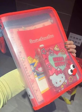 多巴胺透明A4文件袋大容量可装课本拉链式学生手提加厚防水收纳袋