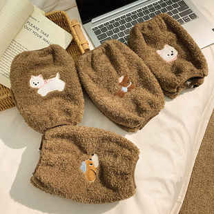 成人上班防脏办公室羽绒服护袖 套女学生套袖 可爱小狗毛绒袖 秋冬季