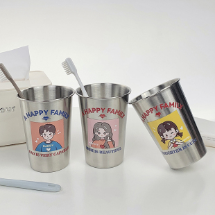 不锈钢家居牙刷杯简约防霉漱口杯创意洗漱杯耐脏家庭款 加厚防摔款