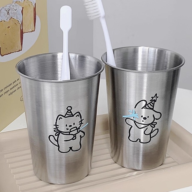 卡通猫狗儿童简约情侣洗漱杯
