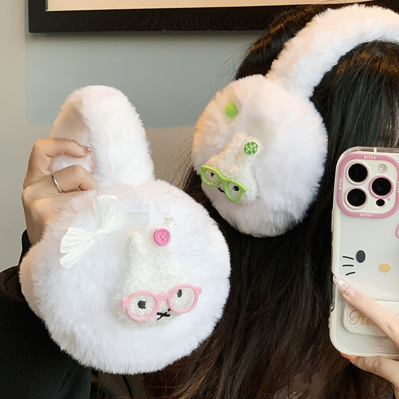 软萌米菲兔毛绒耳罩高颜值加绒加厚日常通勤上学护耳防寒防冻优选