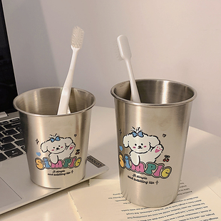 可爱狗304不锈钢卡通儿童漱口杯牙刷简约高颜值情侣洗漱创意杯子