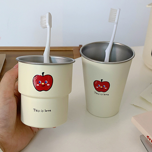 可爱卡通304不锈钢ins情侣漱口杯儿童学生简约高颜值洗漱杯牙刷杯