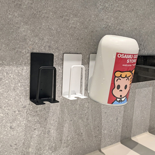 不锈钢漱口杯架子壁挂置物架倒挂沥水免打孔卫生间牙刷收纳架挂钩