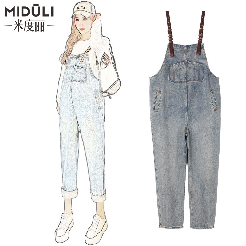 孕妇背带裤套装春夏薄款孕妇裤子春秋时尚夏季外穿宽松牛仔裤夏装