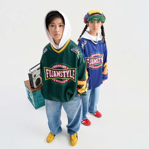 FUJAM儿童街舞潮服男女潮童炸街嘻哈hiphop少儿潮牌帅气演出服装