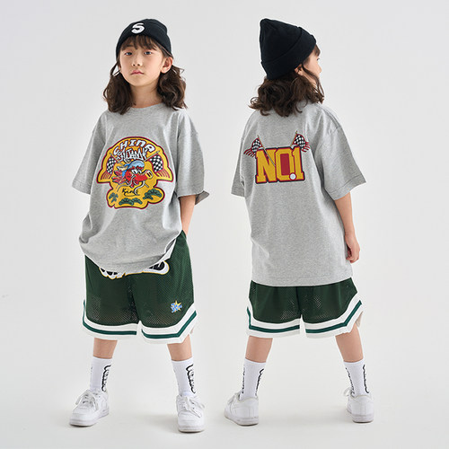 FUJAM服酱少儿街舞嘻哈套装男童女童夏季跳舞t恤短裤hiphop演出服