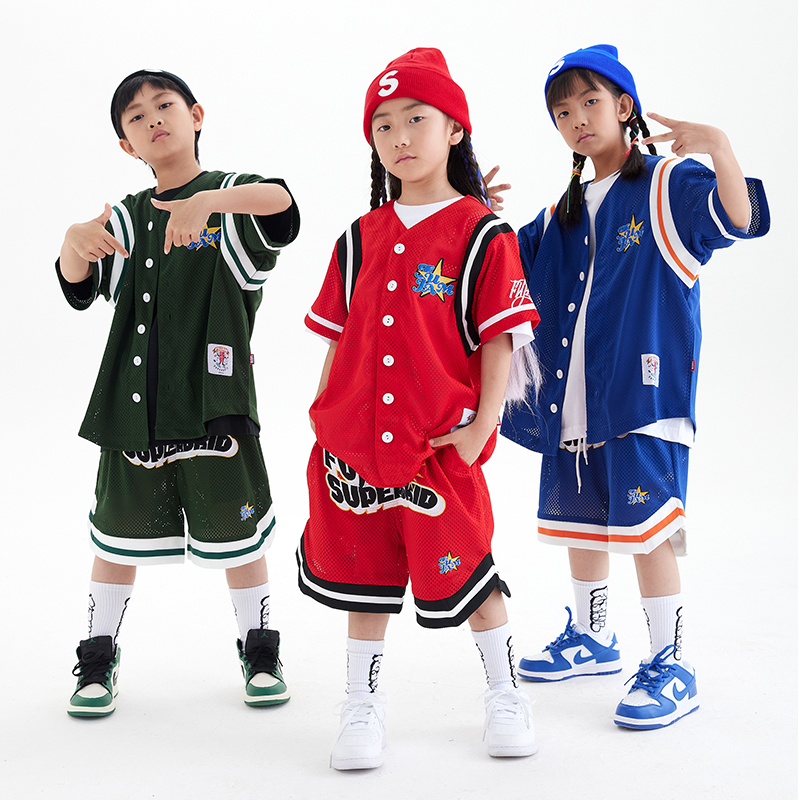 hiphop少儿嘻哈童装潮牌bboy街舞炸街棒球服套装帅气演出服男女童