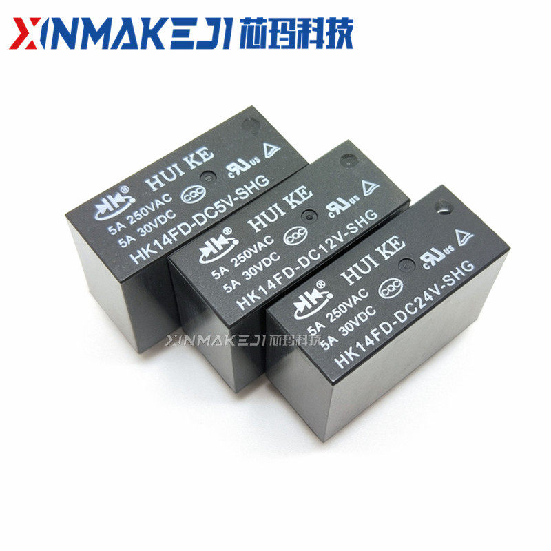 hk14fd-dc5v 12v 24v - shg 汇科继电器 8脚 2组转换 5a 250v