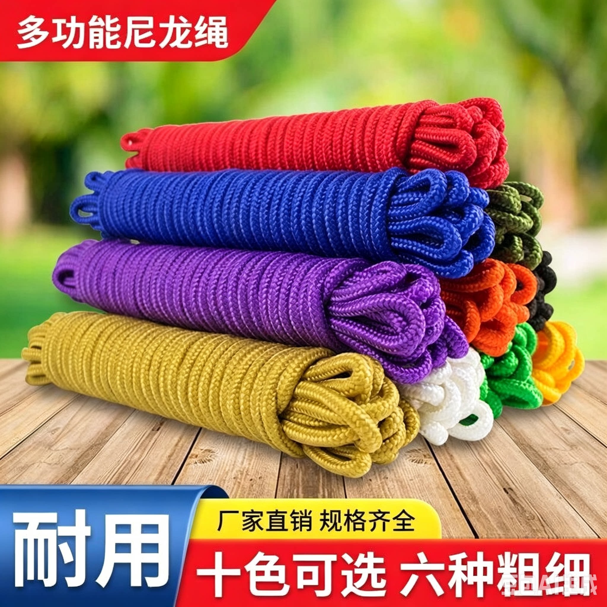 货车绳子捆绑绳耐磨彩色尼龙绳晾衣绳户外软绳编织绳窗帘拉绳结实