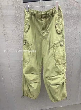 BOBO1972军绿色美式工装裤女jazz街舞辣妹阔腿高街百搭降落伞裤子