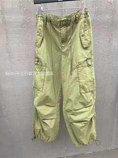 BOBO1972军绿色美式工装裤女jazz街舞辣妹阔腿高街百搭降落伞裤子