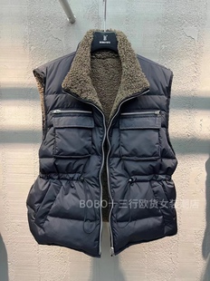 欧货bobo1972白鸭绒羽绒马甲女冬季2023新款外套韩版羊羔绒马甲女