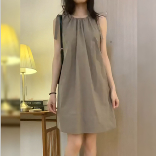 海边度假风挂脖吊带连衣裙女夏季新款小个子学生无袖甜美初恋短裙