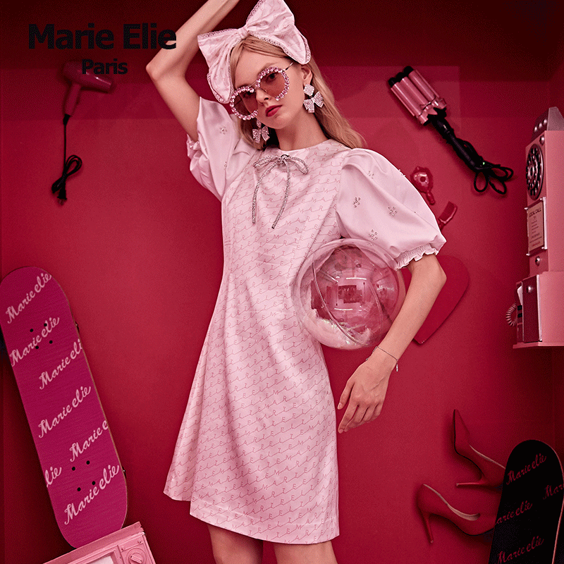 Marie Elie初秋新款 姬粉沁淑昕连衣裙EAA31M02502
