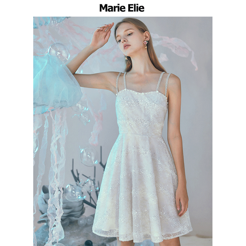 Marie Elie春夏新款 玉姬钉珠连衣裙EAA23M08120