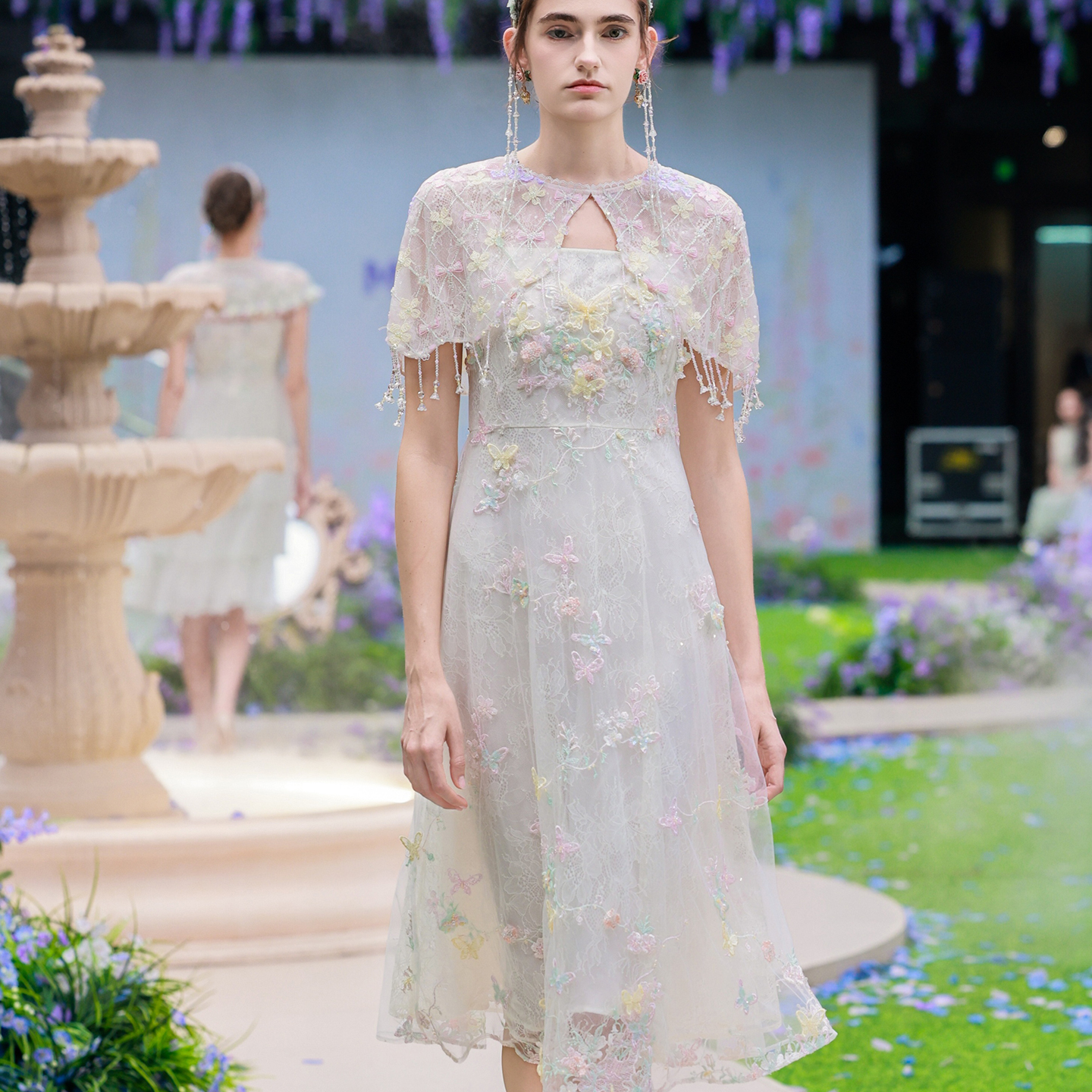 Marie Elie月光拼图秀款重工钉珠连衣裙2025春夏新品