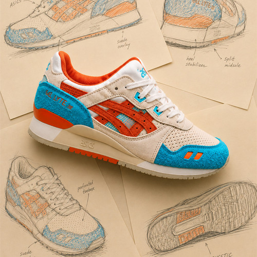 代购Asics x MITSUI GEL-LYTE III 07亚瑟士联名款跑鞋分割式鞋舌