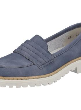 代购rieker女士乐福鞋轻便吸震软底透气套脚圆头平跟缝线装饰